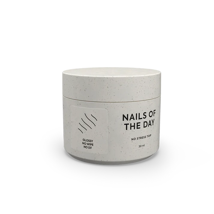NAILSOFTHEDAY No Stress top no wipe – blizgus paviršius be lipnaus sluoksnio ir UV filtrų, apsaugantis nuo įbrėžimų,30ml.