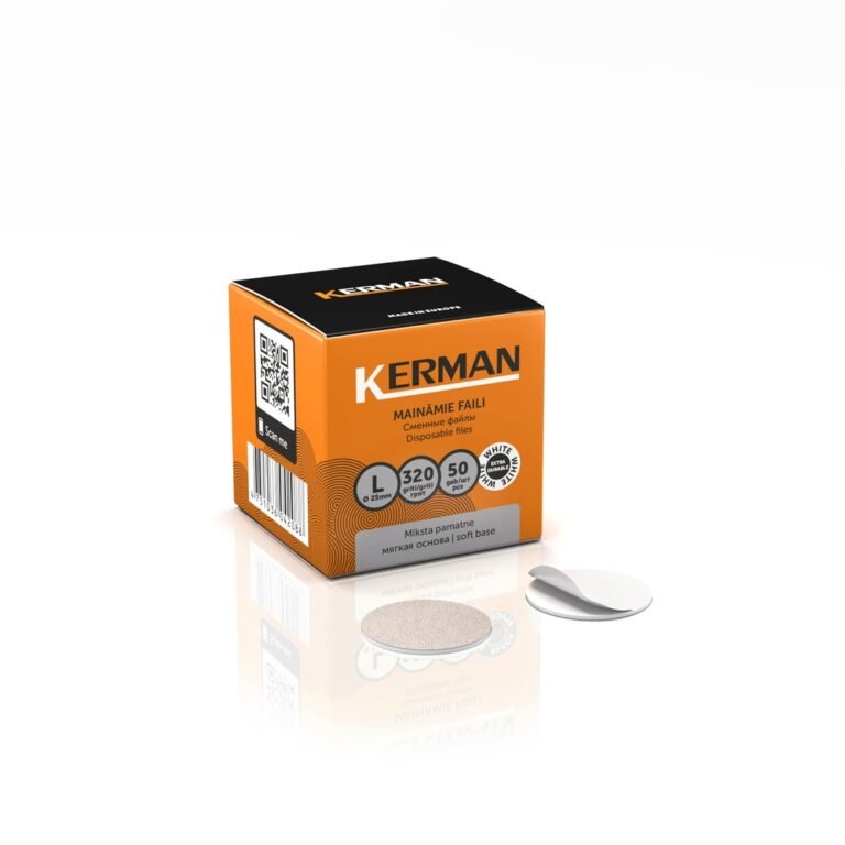 Kerman podo pedikiūro abrazyvai L 25mm balti/minkšti 50 vnt. 320grt.[L50MXD]