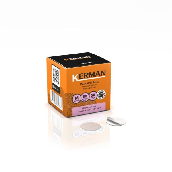 Kerman podo pedikiūro abrazyvai M 20mm balti/minkšti 50 vnt. 80grt.[M50MXD]