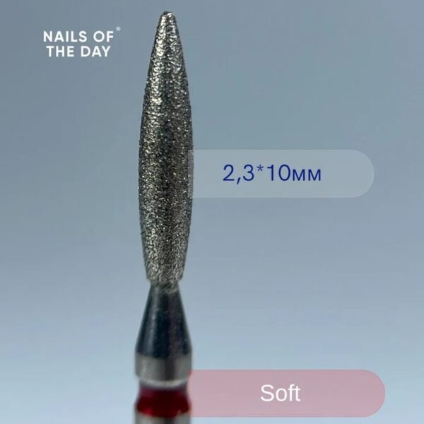 Nailsoftheday Deimantinis antgalis liepsnelė  2,3x10mm., raudonu žymėjimu