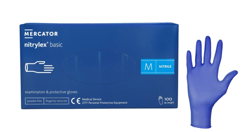 nitrylex_basic_m_1 Mėlynos nitrilinės pirštinės Mercator Nitrylex Basic , 100vnt. M dydis
