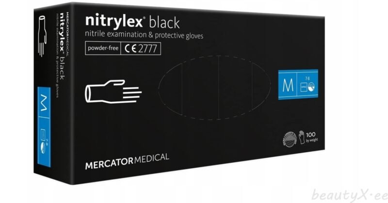 rekawice-rekawiczki-nitrylowe-czarne-m-100-sztuk-ean-5906615133292 Juodos nitrilinės pirštinės Mercator Nitrylex Black, 100vnt. M dydis