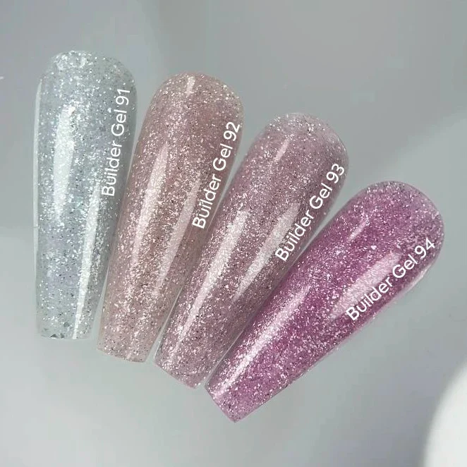 NAILSOFTHEDAY Sparkle builder gel 93 — švelniai rožinis atspindintis statybinis gelis, 15 ml