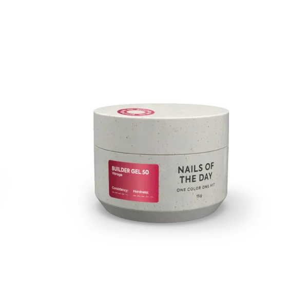 NAILSOFTHEDAY statybinis gelis 50 Vitrage — raudonas vitražo efekto statybinis gelis nagų priauginimui, 15 ml