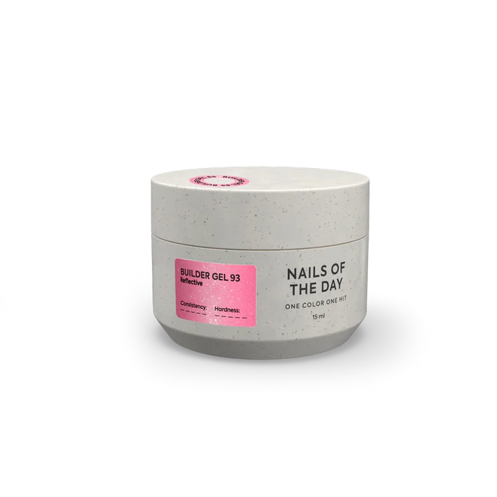 NAILSOFTHEDAY Sparkle builder gel 93 — švelniai rožinis atspindintis statybinis gelis, 15 ml