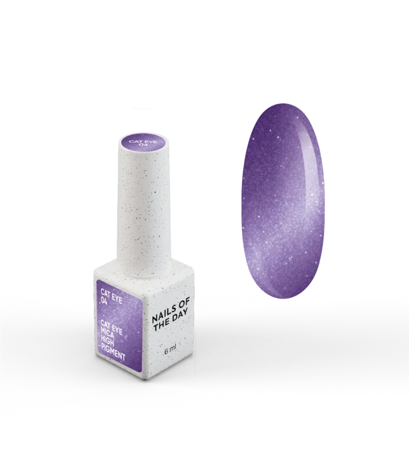 NAILSOFTHEDAY Gelinis lakas „Cat Eye 04“ — tamsiai violetinis katės akių efekto gelinis lakas su smulkiais blizgučiais ir šviesą atspindinčiu efektu, persidengiančiu vienu sluoksniu, 6 ml