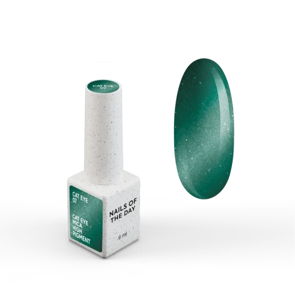notd_cat-eye_product-card-7 NAILSOFTHEDAY Gelinis lakas „Cat Eye 07“ — žalias katės akių gelinis lakas su smulkiais blizgučiais ir šviesą atspindinčiu efektu, dengiantis vienu sluoksniu, 6 ml