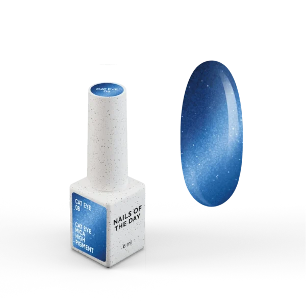 notd_cat-eye_product-card-8 NAILSOFTHEDAY Gelinis lakas „Cat Eye 08“ — mėlynas katės akių tipo gelinis lakas su smulkiu blizgesiu ir šviesą atspindinčiu efektu, dengiantis vienu sluoksniu, 6 ml