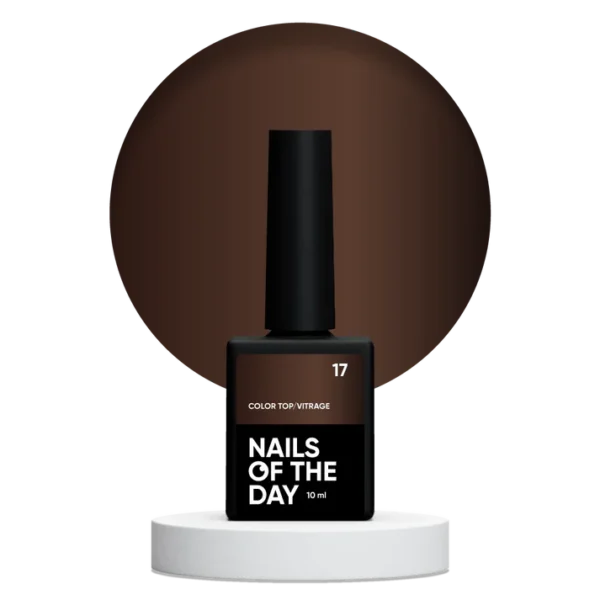 notd_color-top-vitrage-17_10-ml_product-card_png NAILSOFTHEDAY Color top/Vitrage 17 — pusiau permatomas tamsaus šokolado spalvos vitražo viršutinis lakas, 10 ml