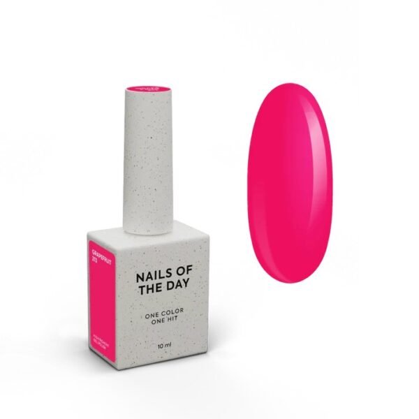 NAILSOFTHEDAY Summer Let’s special Grapefruit-213 — neoninis aviečių gelinis lakas, visiškai padengiantis vienu sluoksniu, 10 ml