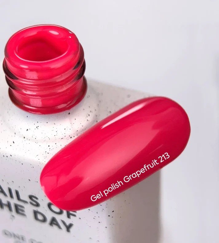 NAILSOFTHEDAY Summer Let’s special Grapefruit-213 — neoninis aviečių gelinis lakas, visiškai padengiantis vienu sluoksniu, 10 ml
