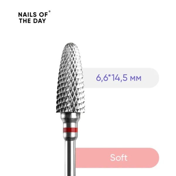 NAILSOFTHEDAY  firminis kietojo lydinio antgalis „Kukurūzo formos“, raudonas, 6,6 * 14,5 mm.