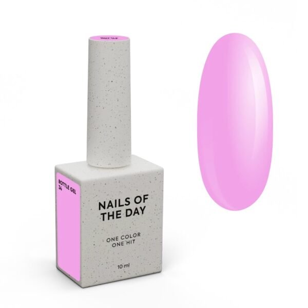 NAILSOFTHEDAY Bottle gel 34 – švelniai rožinis ypač stiprus nagų stiprinimo gelis, 10 ml.