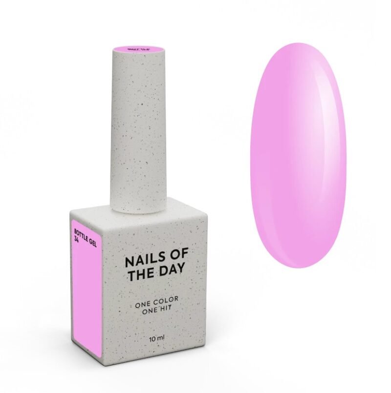 NAILSOFTHEDAY Bottle gel 34 – švelniai rožinis ypač stiprus nagų stiprinimo gelis, 10 ml.