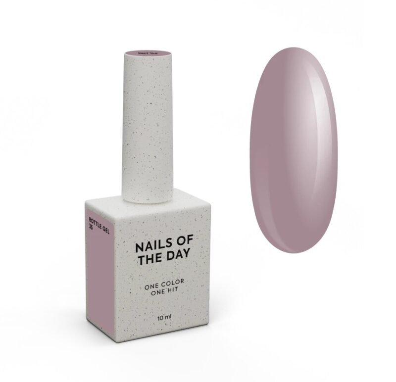 NAILSOFTHEDAY Bottle gel 35 – itin stiprus buteliuko gelis dulkėtos violetinės spalvos, 10 ml.