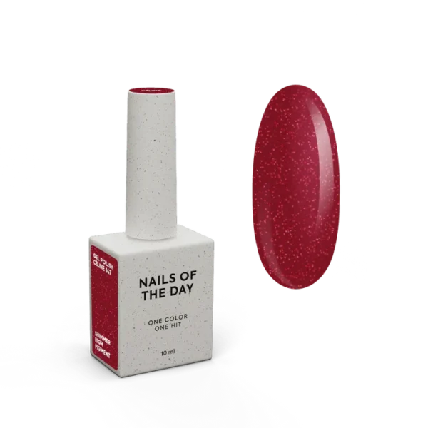 NAILSOFTHENIGHT Let's special Red Céline - tamsiai raudonas su smulkiu blizgesiu, dengiantis vieną sluoksnį, 10 ml.