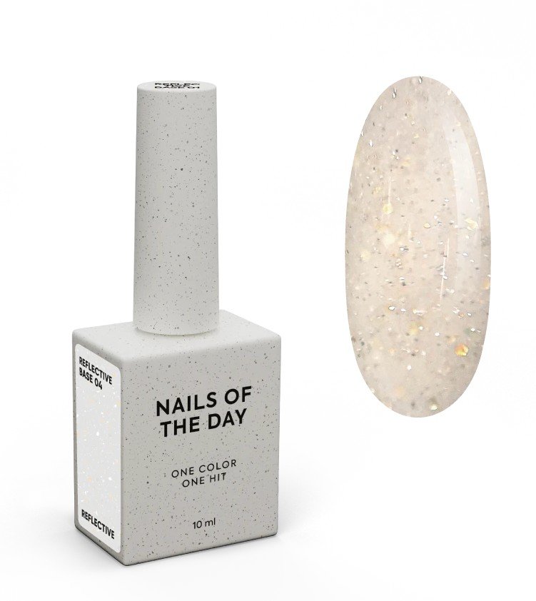 NAILSOFTHEDAY Reflective base 04 — atspindinti bazė su blizgučiais, 10 ml