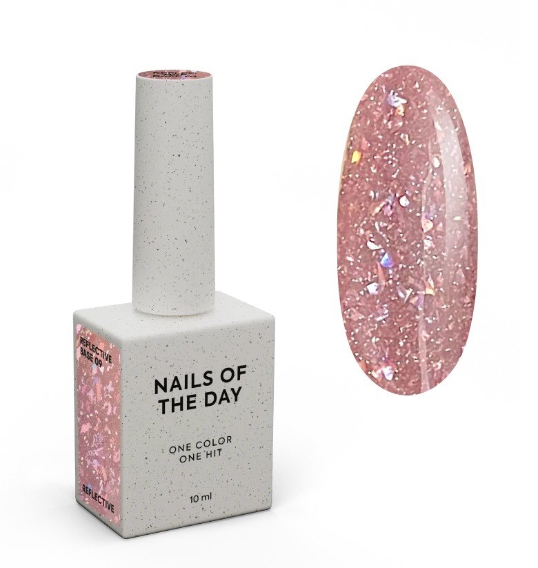 NAILSOFTHEDAY Reflective base 09 — atspindinti bazė su blizgučiais, 10 ml
