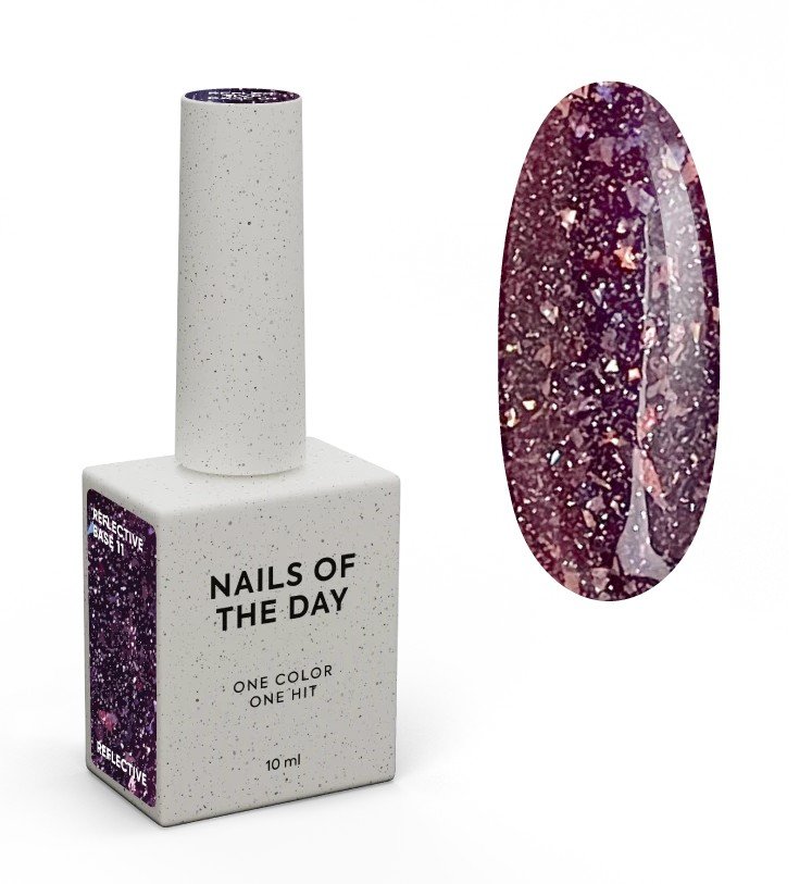 NAILSOFTHEDAY Reflective base 11 — maskuojanti, šviesą atspindinti bazė su blizgučiais, 10 ml