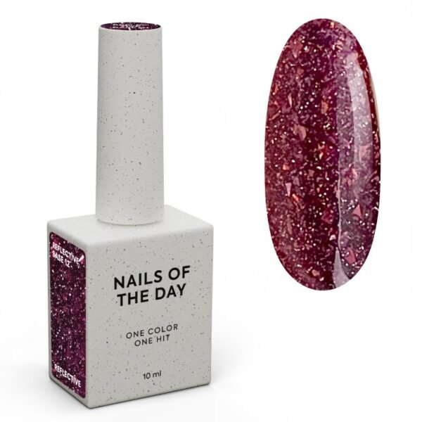 NAILSOFTHEDAY Reflective base 12 — atspindinti bazė su blizgučiais, 10 ml