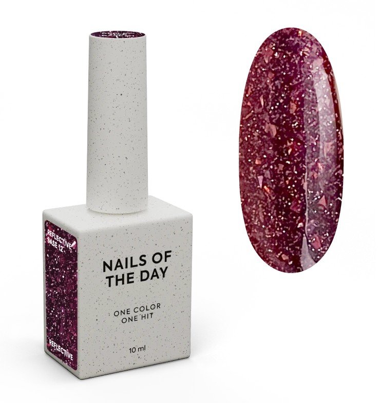 NAILSOFTHEDAY Reflective base 12 — atspindinti bazė su blizgučiais, 10 ml