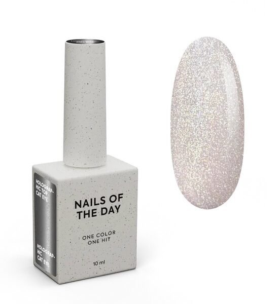 NAILSOFTHENIGHT Holografinis Top su katės akies efektu nagams be lipnaus sluoksnio, 10 ml.