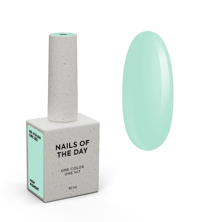 NAILSOFTHEDAY Gel Polish New Spring Chic — pastelinės turkio spalvos gelinis lakas, visiškai padengiantis vienu sluoksniu, 10 ml.