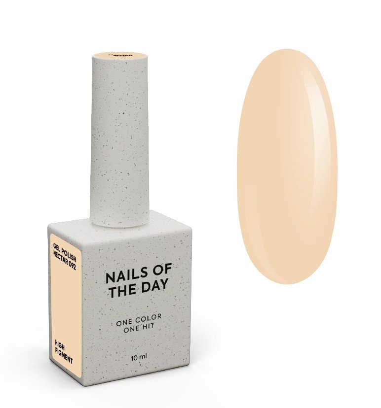 NAILSOFTHEDAY Gel Polish New Spring „Nectar“ — pastelinių persikų spalvos gelinis lakas, visiškai padengiantis vienu sluoksniu, 10 ml.