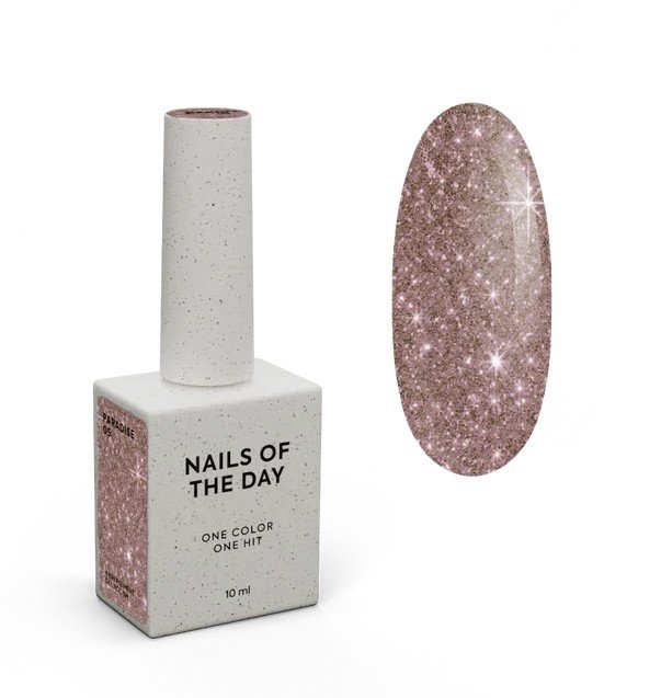 NAILSOFTHEDAY Paradise 05 — grafito rudos spalvos gelinis lakas, padengiantis nagą vienu sluoksniu, 10 ml