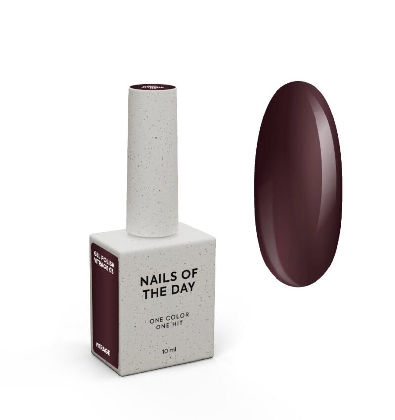 NAILSOFTHEDAY gelinis lakas Vitrage 03 — vyno spalvos vitražinis gelinis lakas, 10 ml