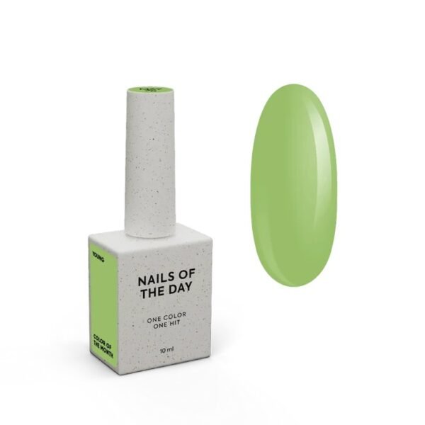 NAILSOFTHEDAY 2026 m. gegužės mėnesio spalva „Young“ – alyvuogių spalvos, dengianti vienu sluoksniu, 10 ml
