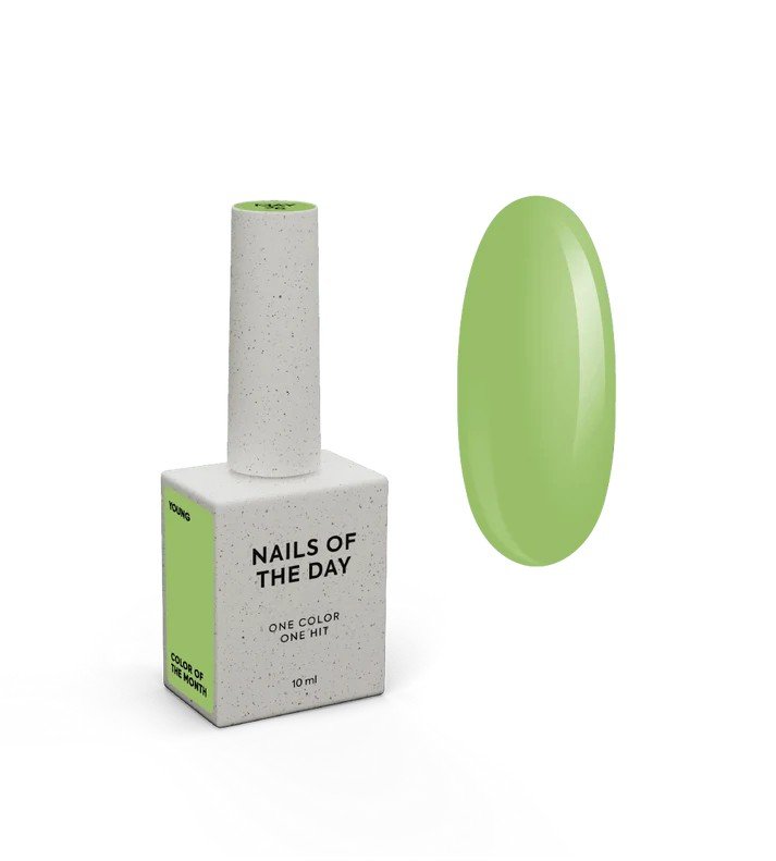 NAILSOFTHEDAY 2026 m. gegužės mėnesio spalva „Young“ – alyvuogių spalvos, dengianti vienu sluoksniu, 10 ml