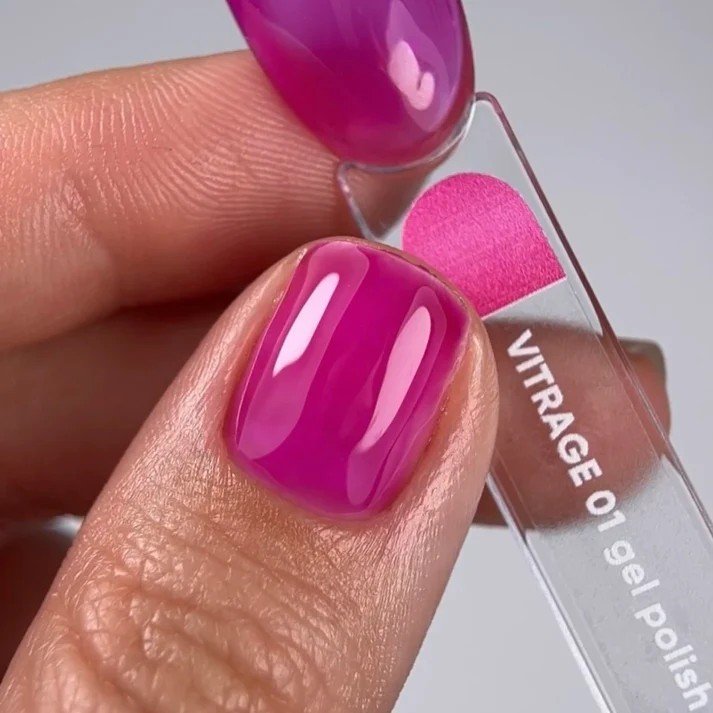 NAILSOFTHEDAY gelinis lakas Vitrage 01 — ryškiai rožinis (aviečių) gelinis lakas, 10 ml
