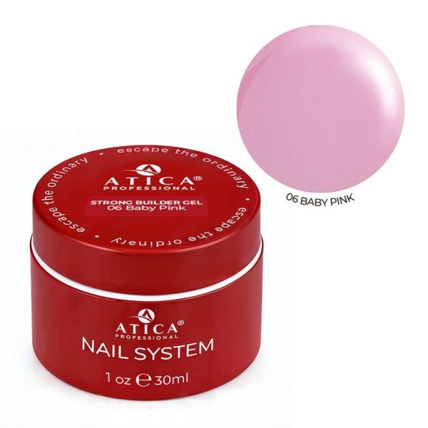 Atica Strong cover gel 06 Baby Pink 30ml- savaime išsilyginantis gelis