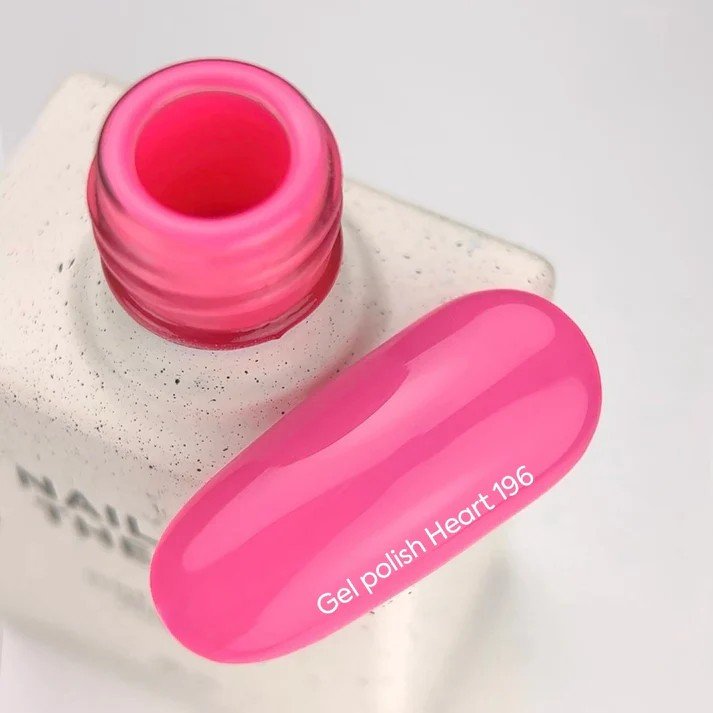NAILSOFTHEDAY New Summer Let‘s special „Heart 196“ — neoninės rožinės spalvos gelinis lakas, dengiantis vienu sluoksniu, 10 ml