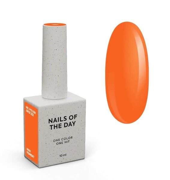 NAILSOFTHEDAY New Summer Let‘s special „Juice 222“ — ryškiai oranžinis gelinis lakas, dengiantis vienu sluoksniu, 10 ml