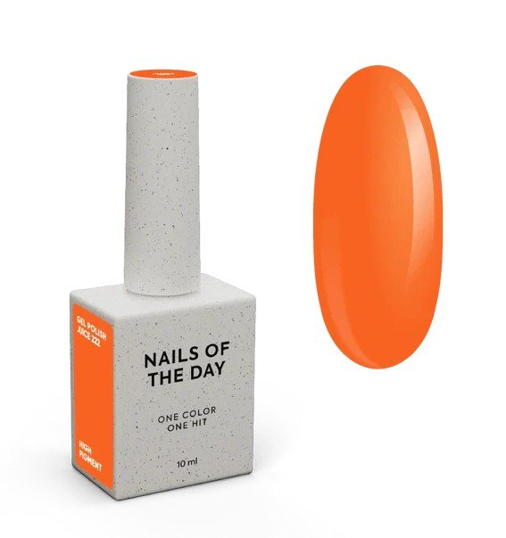 NAILSOFTHEDAY New Summer Let‘s special „Juice 222“ — ryškiai oranžinis gelinis lakas, dengiantis vienu sluoksniu, 10 ml