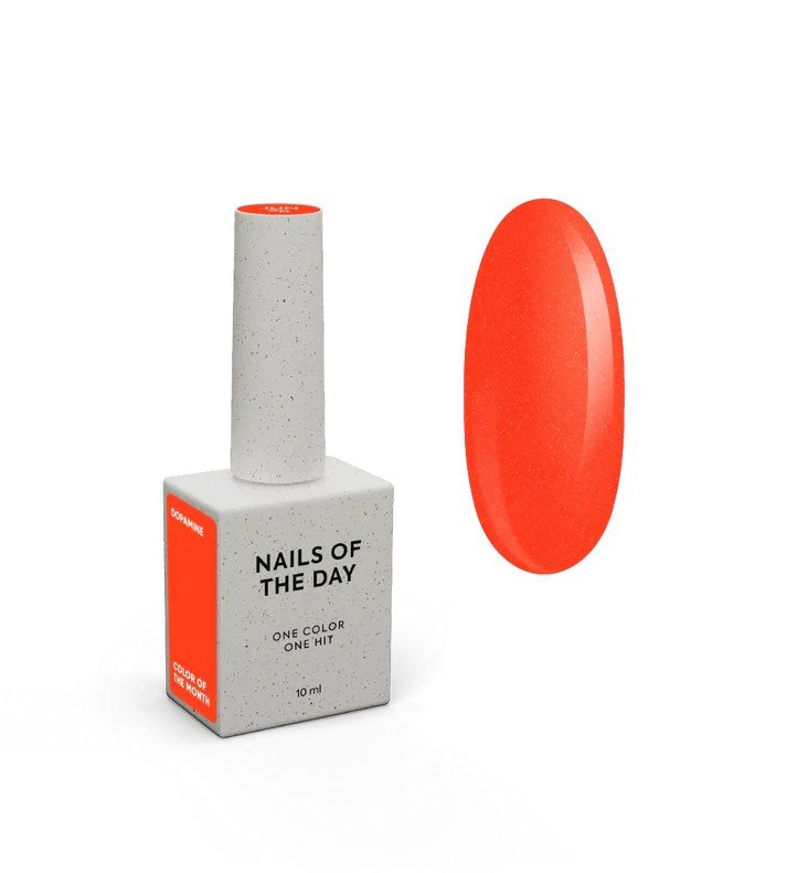 NAILSOFTHEDAY Summer let‘s special Dopaminas — aviečių oranžinė su subtiliu blizgesiu, dengiantis vienu sluoksniu, 10 ml