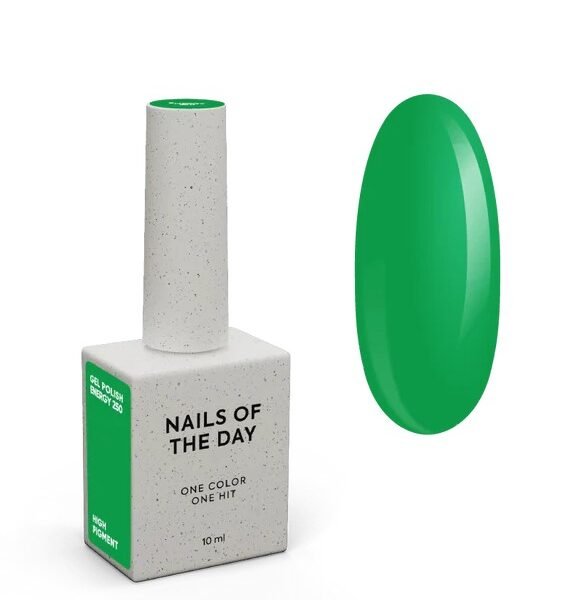 NAILSOFTHEDAY New Summer Let‘s special „Energy 250“ — ryškiai žalias gelinis lakas, dengiantis vienu sluoksniu, 10 ml