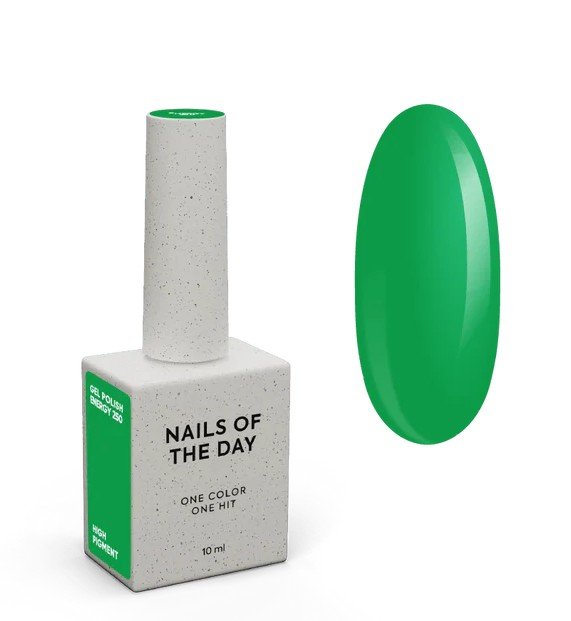NAILSOFTHEDAY New Summer Let‘s special „Energy 250“ — ryškiai žalias gelinis lakas, dengiantis vienu sluoksniu, 10 ml