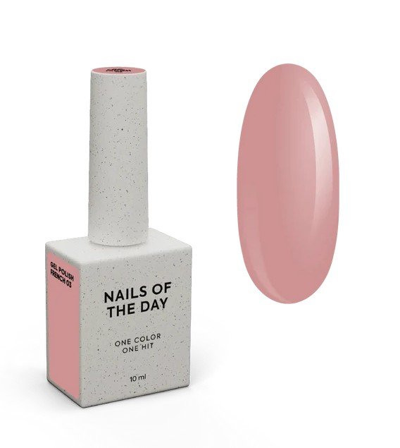 NAILSOFTHEDAY gelinis lakas „French 03“ — kūno spalvos gelinis lakas su sumažintu pigmentacijos lygiu, 10 ml