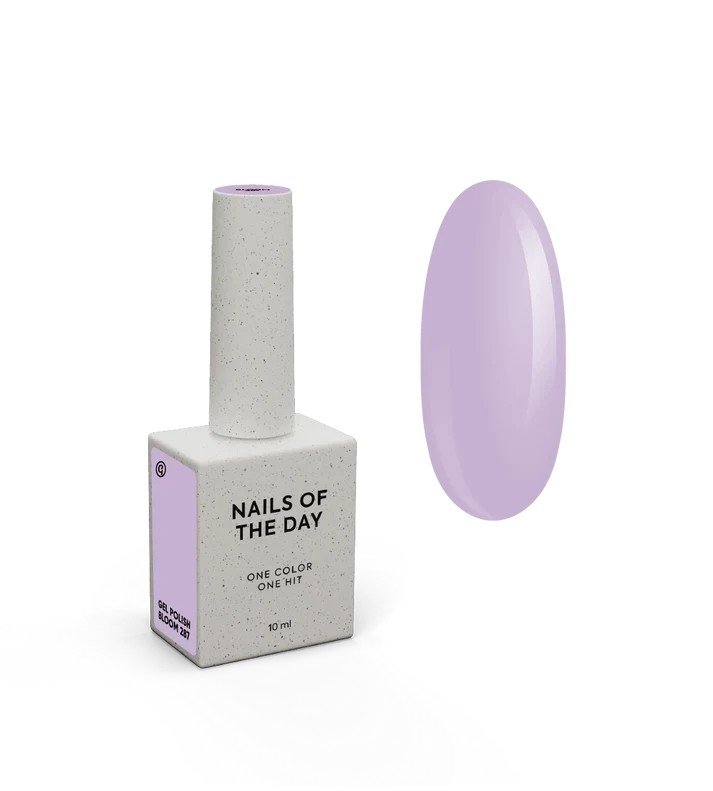 NAILSOFTHEDAY Gel polish „Bloom drop 287“ — subtilus alyvinis atspalvis, visiškai padengiantis vienu sluoksniu, 10 ml.