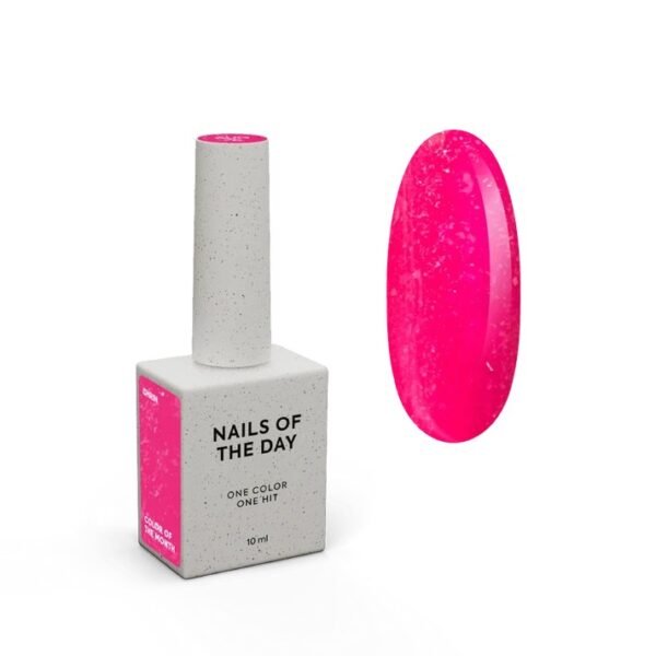NAILSOFTHEDAY Gel polish CHRIN – Fuksija su auksine folija ir blizgučiais, dengianti vienu sluoksniu, 10 ml