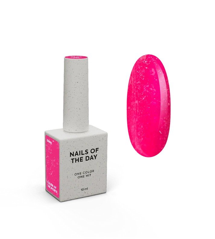 NAILSOFTHEDAY Gel polish CHRIN – Fuksija su auksine folija ir blizgučiais, dengianti vienu sluoksniu, 10 ml