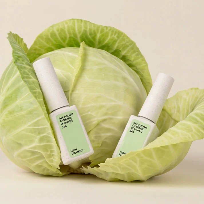 NAILSOFTHEDAY Borsch collection „Cabbage 240“ – žalios spalvos gelinis lakas, dengiantis vienu sluoksniu, 10 ml.