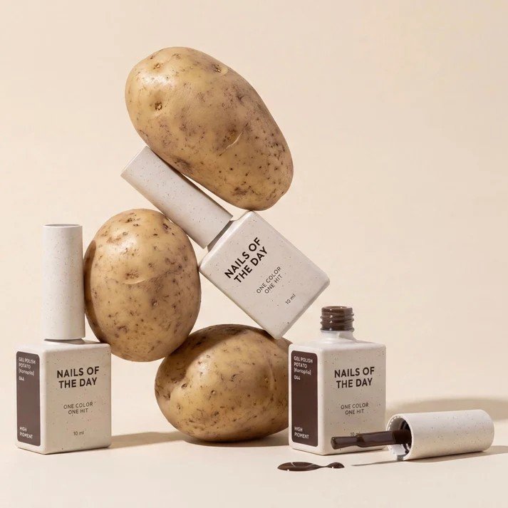 NAILSOFTHEDAY Borsch collection „Potato“ 044 – rudas gelinis lakas dengiantis vienu sluoksniu, 10 ml