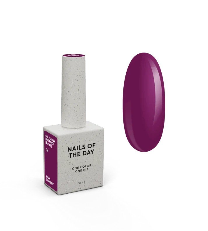 NAILSOFTHEDAY Borsch collection „Beetroot 376“ – burokėlių violetinis gelinis lakas, dengiantis vienu sluoksniu, 10 ml