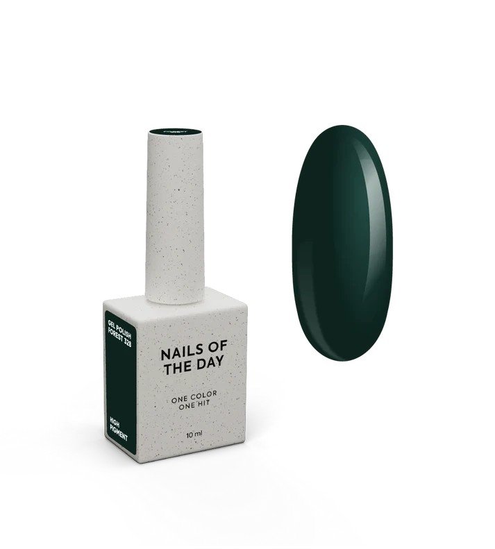 NAILSOFTHEDAY Autum gel polish „Forest“ – tamsiai žalias gelinis lakas, dengiantis vienu sluoksniu, 10 ml