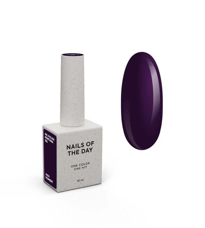 NAILSOFTHEDAY Autum gel polish „Montana“ – tamsiai violetinis gelinis lakas, dengiantis vienu sluoksniu, 10 ml